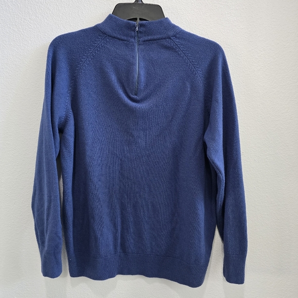 Navy blue sweater mock turtle neck? zip back size medium - Picture 2 of 3